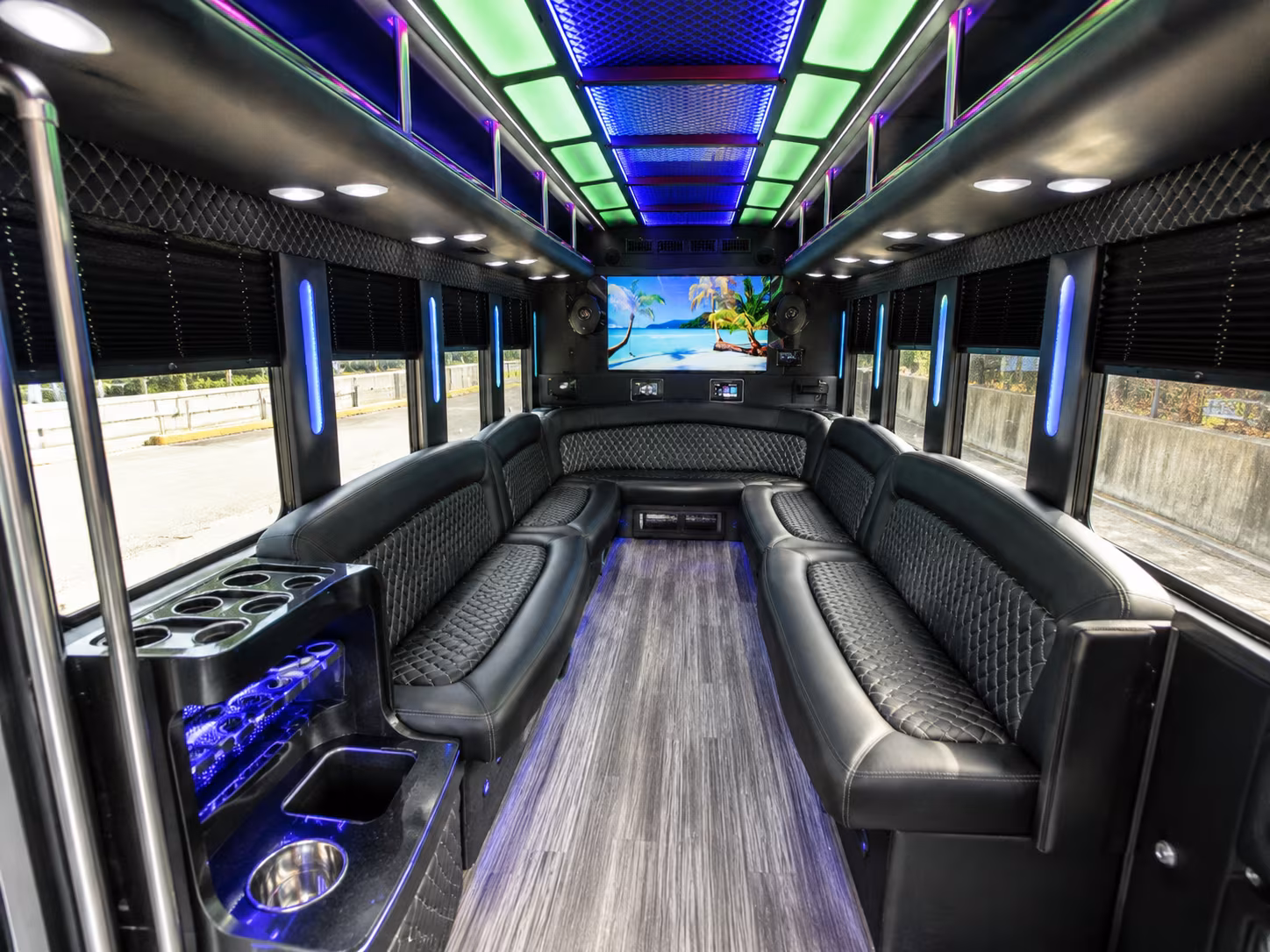 gresham 18 passenger party bus inside