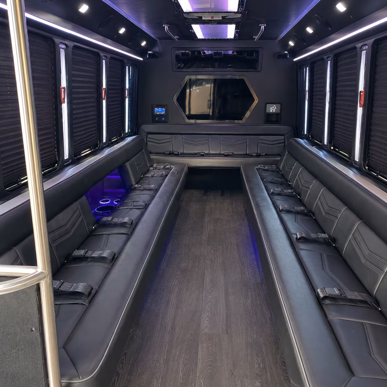 gresham 18 passenger party bus interior