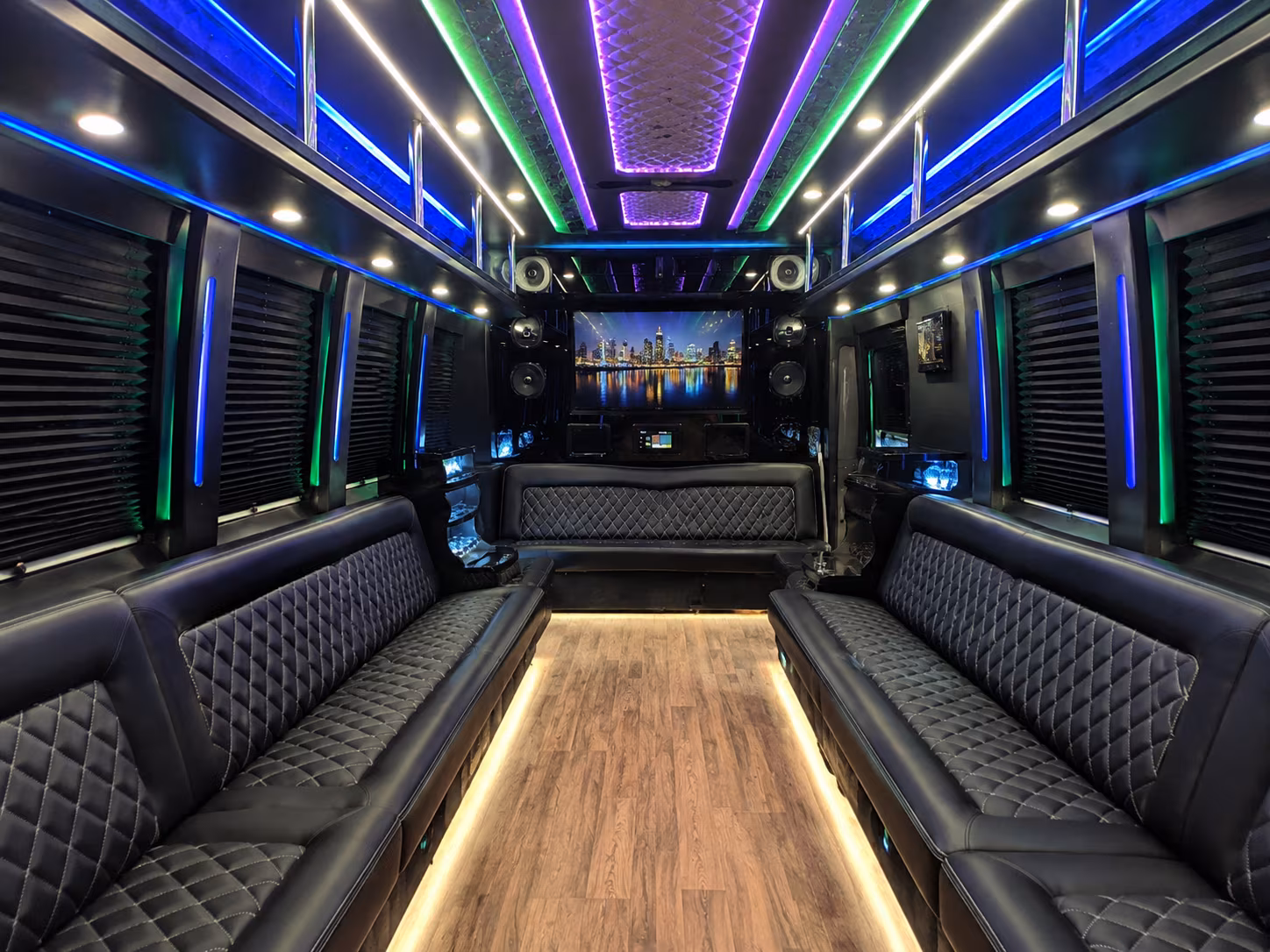 gresham 25 passenger party bus interior